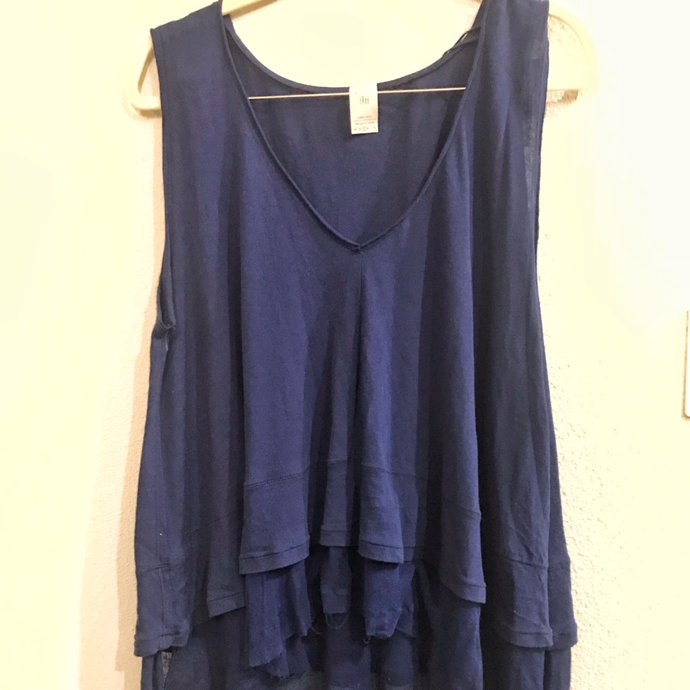 Free People Ruffled and Distressed Tank Top, NWT